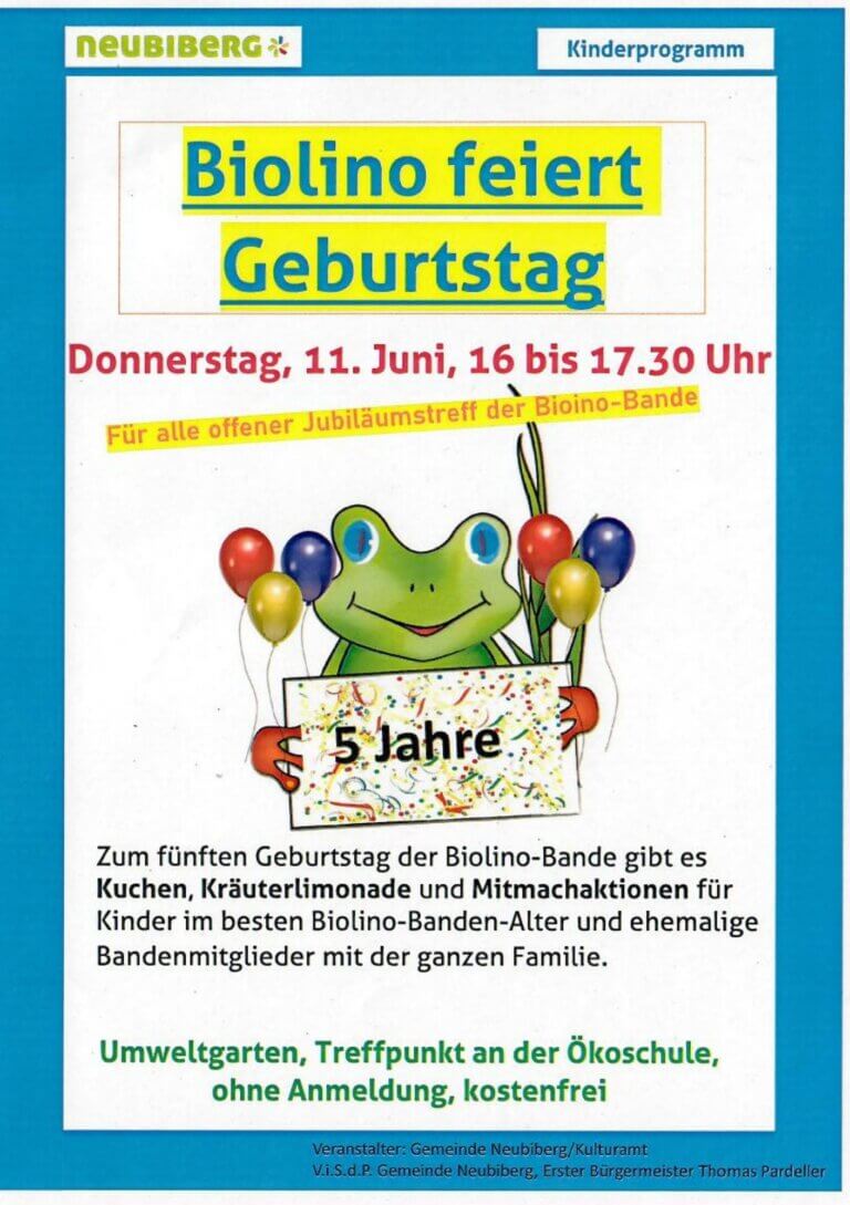 Flyer Einladung Geburtstagsfeier 5 Jahre Biolino-Bande