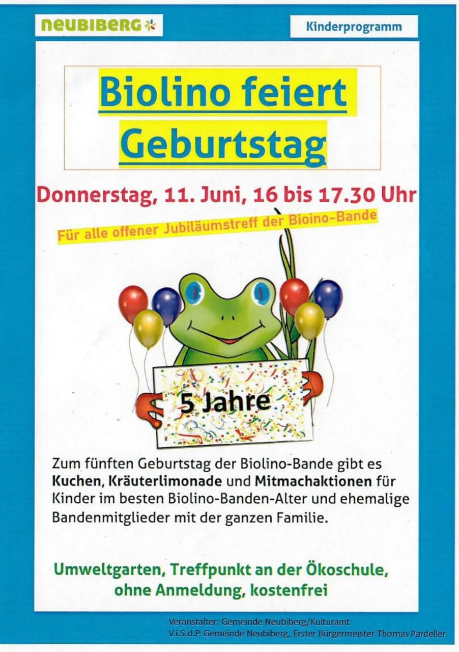 Flyer Einladung Geburtstagsfeier 5 Jahre Biolino-Bande