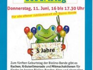 Flyer Einladung Geburtstagsfeier 5 Jahre Biolino-Bande