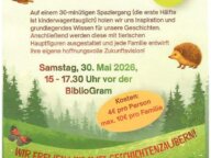 Flyer, Ankündigung Schreibworkshop Naturgeschichten erfinden Gramastetten