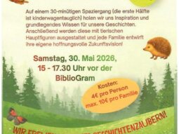 Flyer, Ankündigung Schreibworkshop Naturgeschichten erfinden Gramastetten